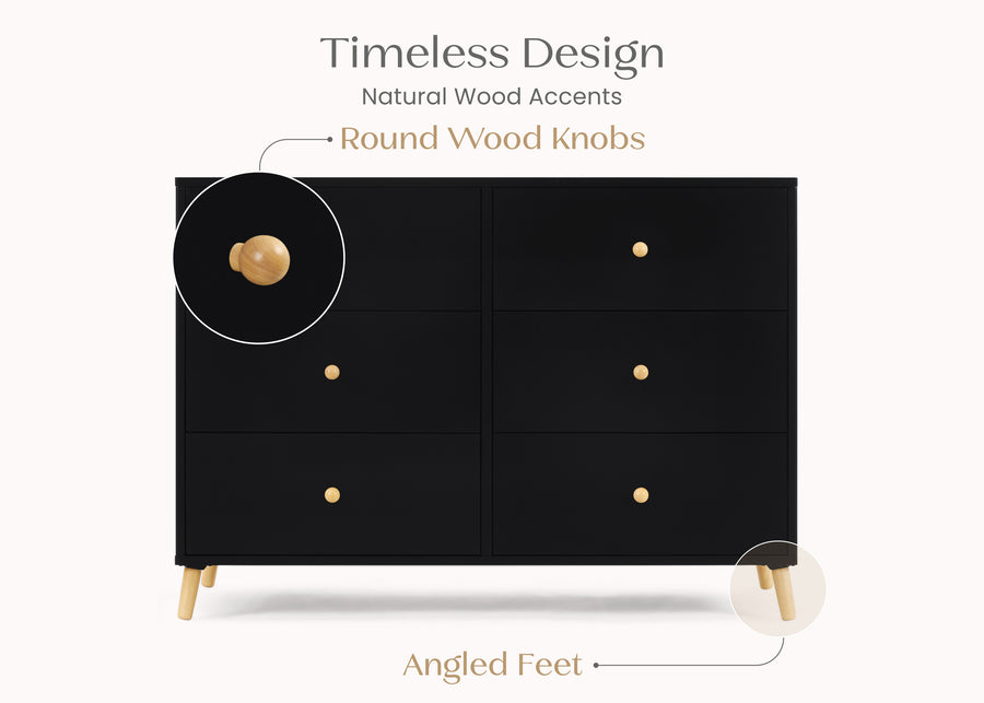 Ebony with Natural (1482) 23-Essex 6 Drawer Dresser with Interlocking Drawers