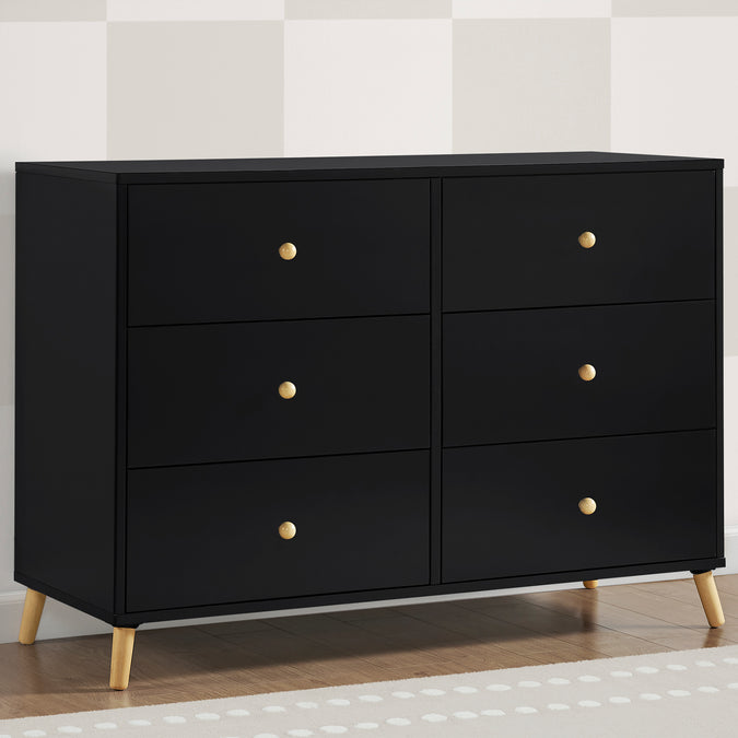 Ebony with Natural (1482) 29-Essex 6 Drawer Dresser with Interlocking Drawers
