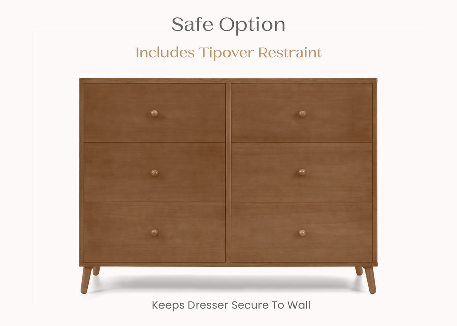 Chestnut (836) 39-Essex 6 Drawer Dresser with Interlocking Drawers