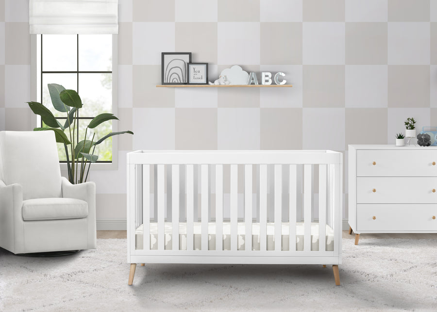 Bianca White with Natural (123) 1-Essex 4-in-1 Convertible Crib