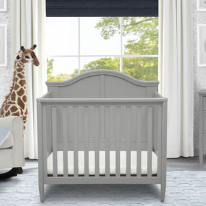 Grey (026) 25-Parker Mini Convertible Baby Crib with Mattress and 2 Sheets