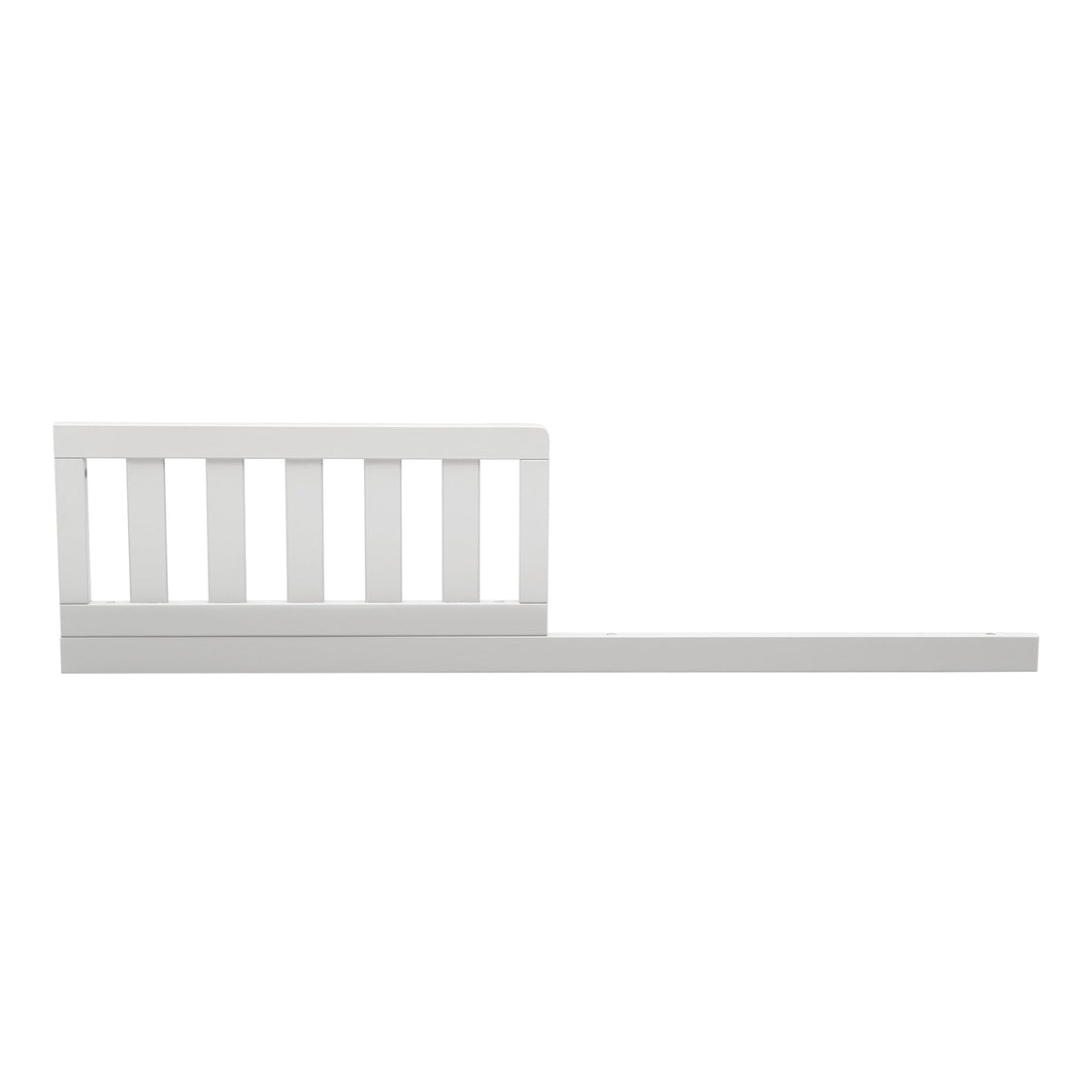 White wooden crib with slatted headboard on a white background