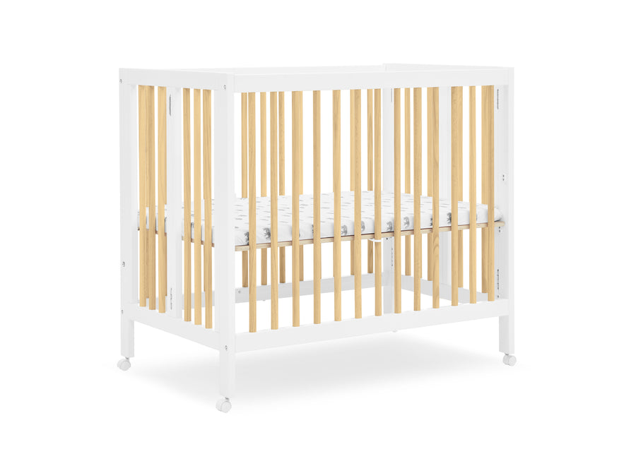 Bianca White with Natural (123) 14-Mia Portable Folding Mini Crib with 1.5-Inch Mattress