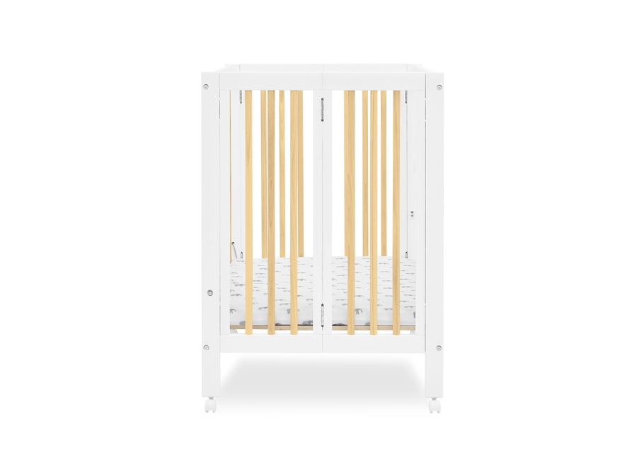 Bianca White with Natural (123) 10-Mia Portable Folding Mini Crib with 1.5-Inch Mattress