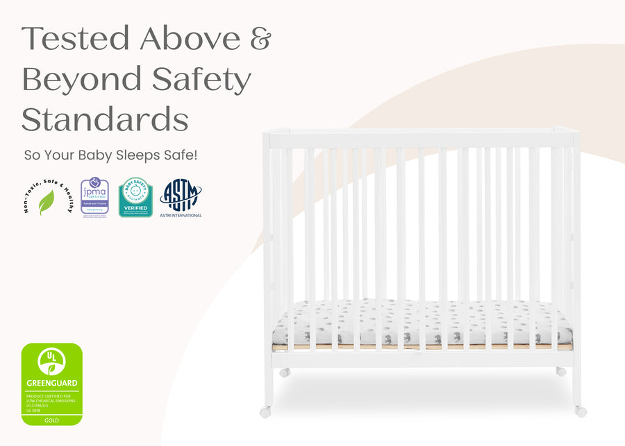Bianca White (130) 23-Mia Portable Folding Mini Crib with 1.5-Inch Mattress