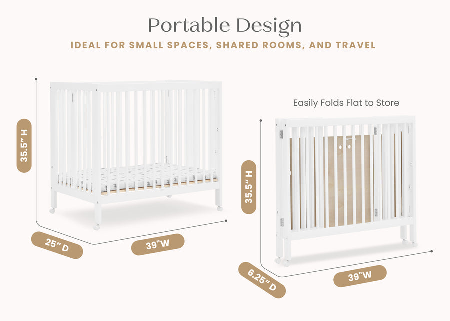 Bianca White (130) 19-Mia Portable Folding Mini Crib with 1.5-Inch Mattress