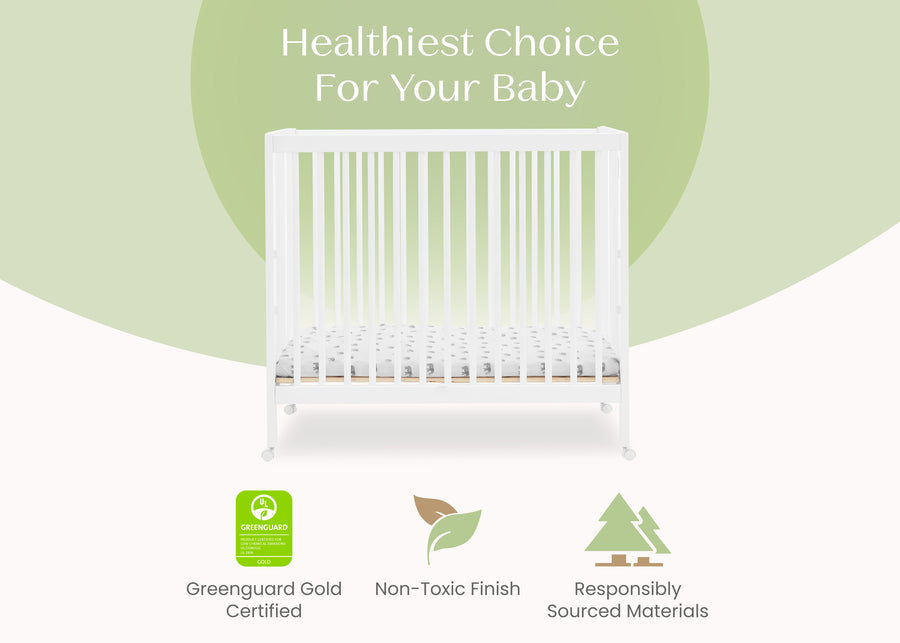 Bianca White (130) 20-Mia Portable Folding Mini Crib with 1.5-Inch Mattress