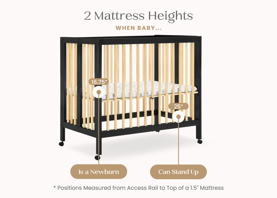 Ebony with Natural (1482) 37-Mia Portable Folding Mini Crib with 1.5-Inch Mattress