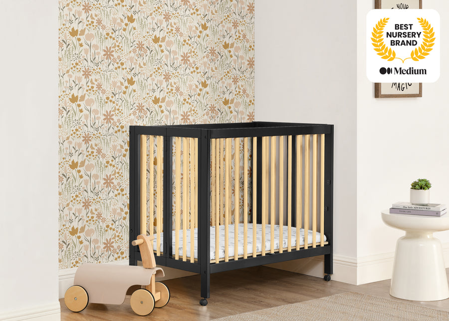 Ebony with Natural (1482) 34-Mia Portable Folding Mini Crib with 1.5-Inch Mattress