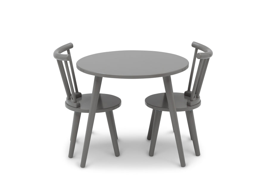 Gray round table with two matching chairs on a white background 8-Homestead Table and Chair Set (2 Chairs Included)