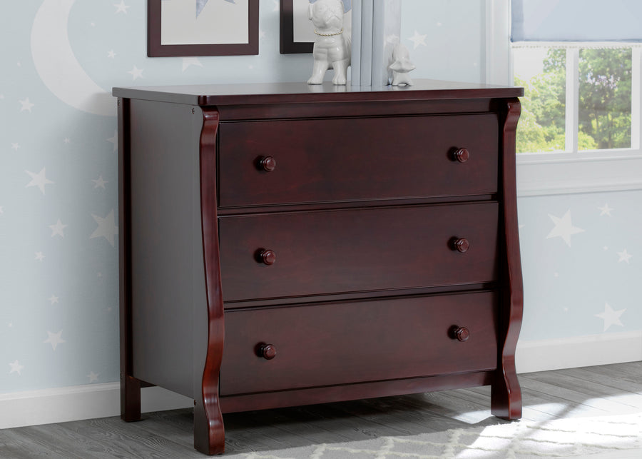 Espresso Cherry (205) 1-Universal 3 Drawer Dresser with Interlocking Drawers