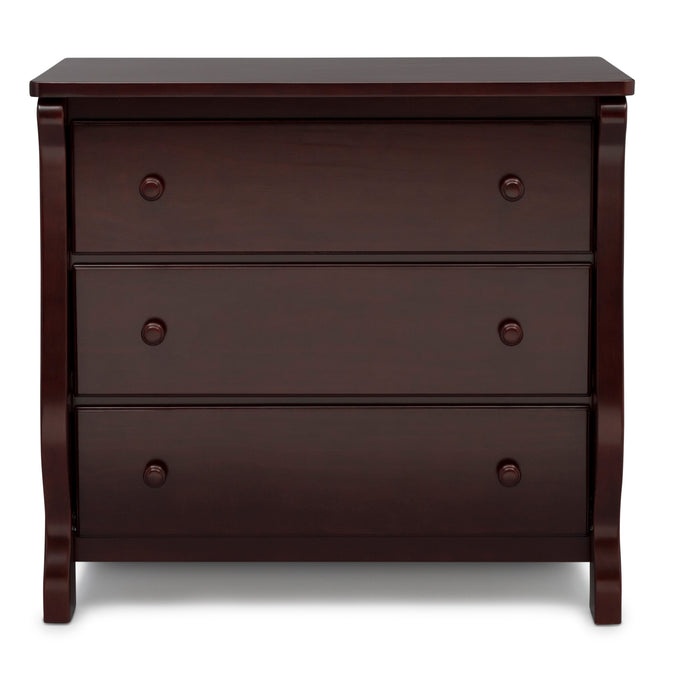DCB: Espresso Cherry (205) 7-Universal 3 Drawer Dresser with Interlocking Drawers