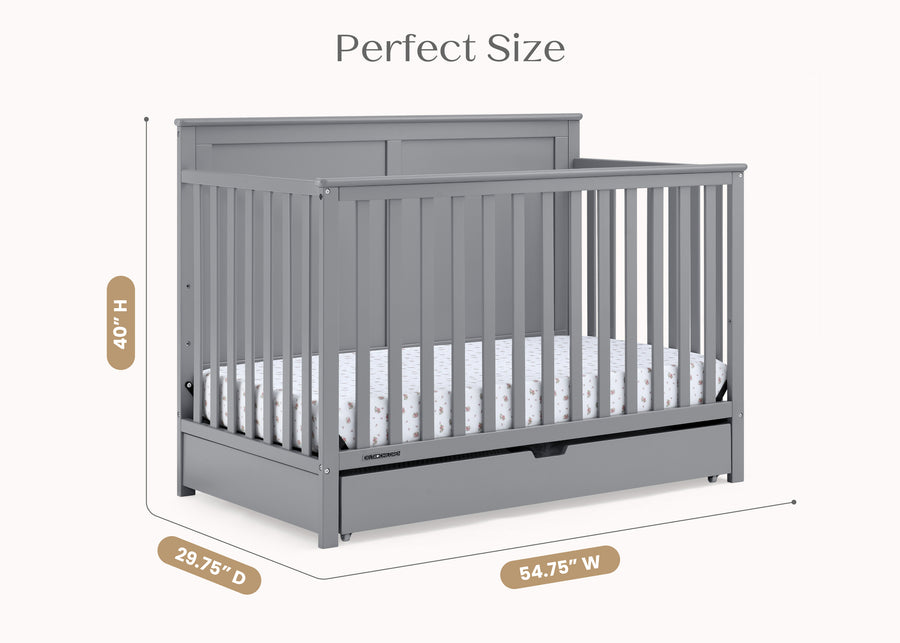 Grey (026) 7-Logan 6-in-1 Convertible Crib with Underdrawer