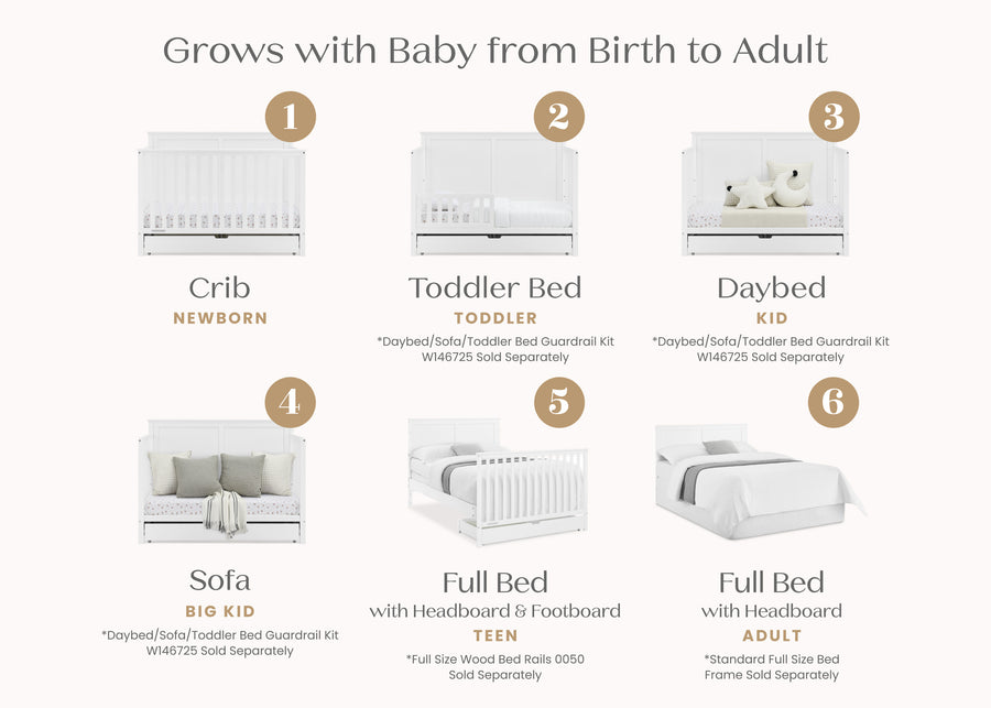 Bianca White (130) 24-Logan 6-in-1 Convertible Crib with Underdrawer