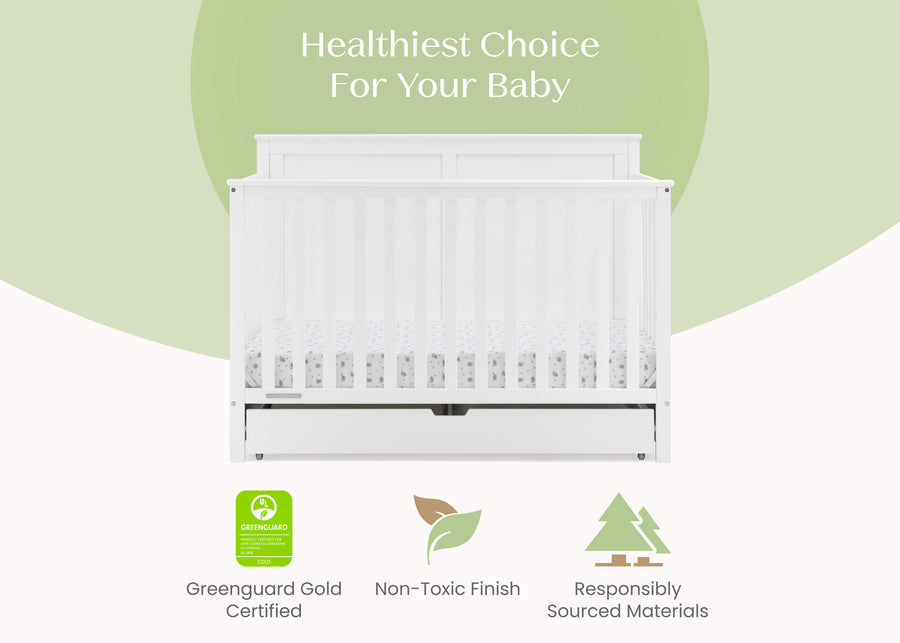 Bianca White (130) 25-Logan 6-in-1 Convertible Crib with Underdrawer