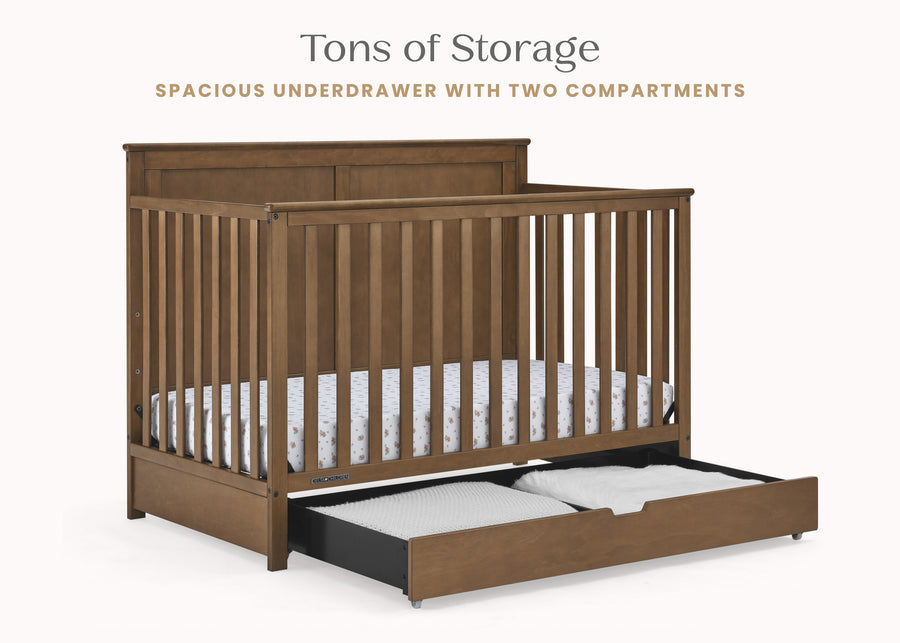 Chestnut (836) 47-Logan 6-in-1 Convertible Crib with Underdrawer