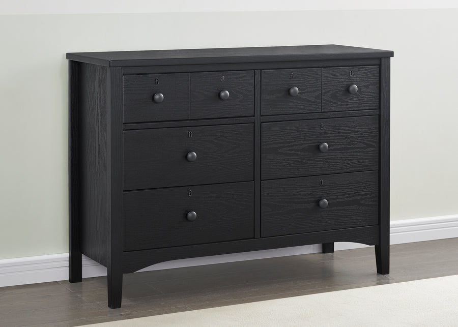 Textured Midnight Grey (1347) 6-Farmhouse 6 Drawer Dresser with Interlocking Drawers