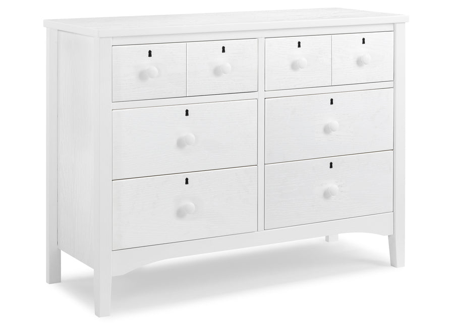 Textured White (1349) 4-Farmhouse 6 Drawer Dresser with Interlocking Drawers