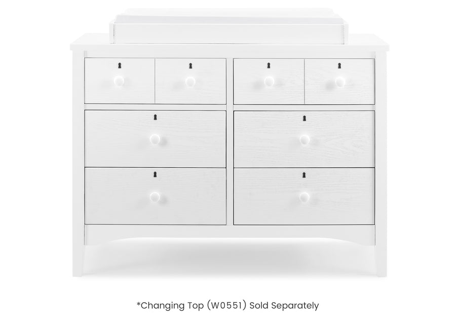 Textured White (1349) 3-Farmhouse 6 Drawer Dresser with Interlocking Drawers