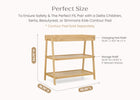 Wooden changing table with dimensions labeled on a white background 73-Scout Changing Table