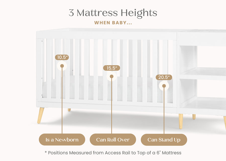 Bianca White with Natural (123) 4-Essex 4-in-1 Convertible Crib and Changer