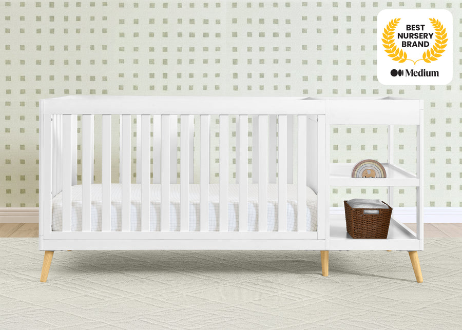 Bianca White with Natural (123) 2-Essex 4-in-1 Convertible Crib and Changer