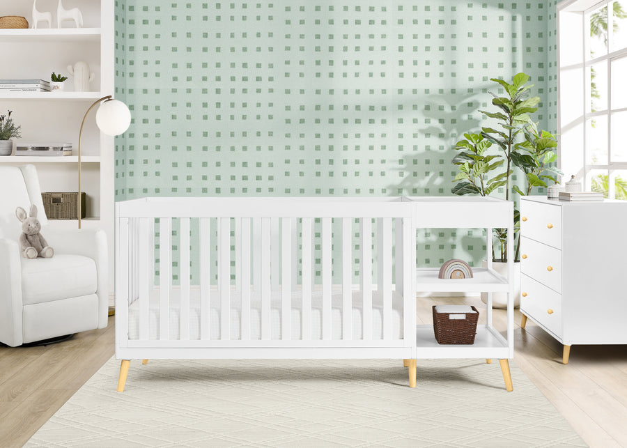 Bianca White with Natural (123) 1-Essex 4-in-1 Convertible Crib and Changer