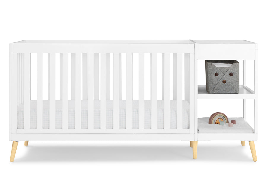 Bianca White with Natural (123) 8-Essex 4-in-1 Convertible Crib and Changer