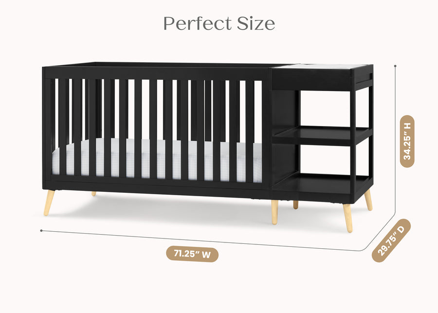 Ebony with Natural (1482) 23-Essex 4-in-1 Convertible Crib and Changer