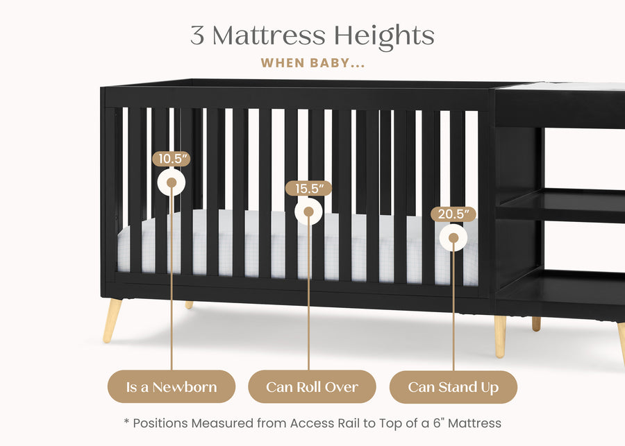 Ebony with Natural (1482) 20-Essex 4-in-1 Convertible Crib and Changer