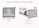 Grey with Natural (1359) 3-Essex Convertible Mini Baby Crib with 2.75-Inch Mattress, Greenguard Gold Certified