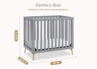 Grey with Natural (1359) 8-Essex Convertible Mini Baby Crib with 2.75-Inch Mattress, Greenguard Gold Certified