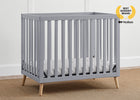 Grey with Natural (1359) 2-Essex Convertible Mini Baby Crib with 2.75-Inch Mattress, Greenguard Gold Certified