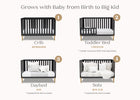Midnight Grey with Metal (1361) 3-Hendrix 4-in-1 Convertible Crib
