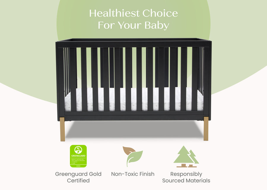 Midnight Grey with Metal (1361) 4-Hendrix 4-in-1 Convertible Crib