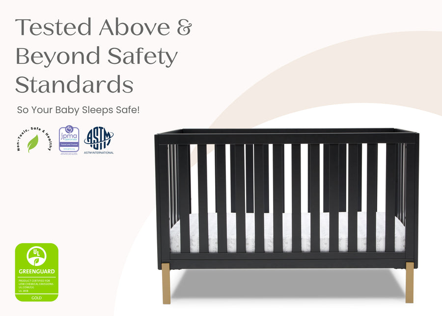Midnight Grey with Metal (1361) 8-Hendrix 4-in-1 Convertible Crib