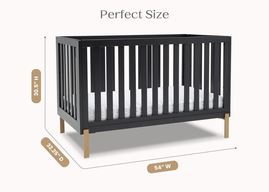 Midnight Grey with Metal (1361) 7-Hendrix 4-in-1 Convertible Crib