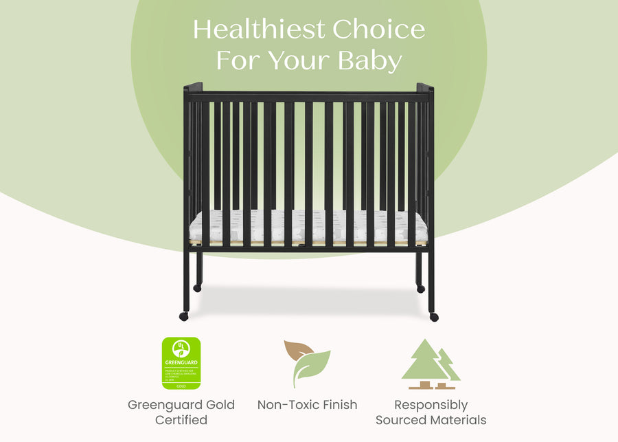 Ebony (0011) 45-Lee Portable Folding Mini Crib with 1.5-Inch Mattress