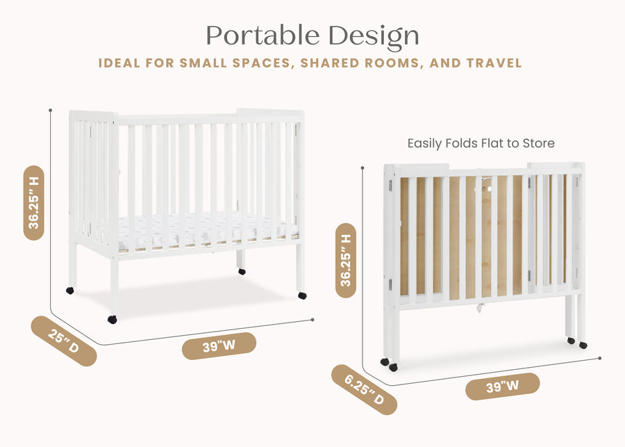 Bianca White (130) 19-Lee Portable Folding Mini Crib with 1.5-Inch Mattress