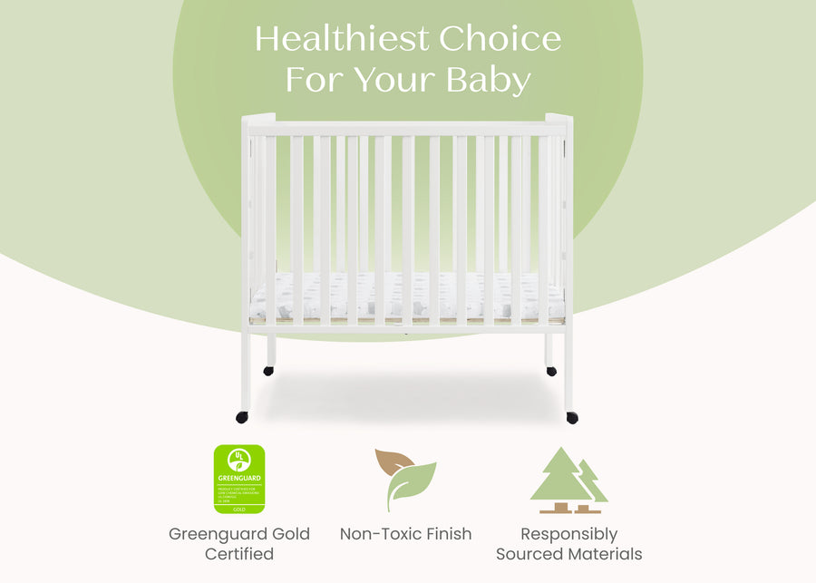 Bianca White (130) 17-Lee Portable Folding Mini Crib with 1.5-Inch Mattress