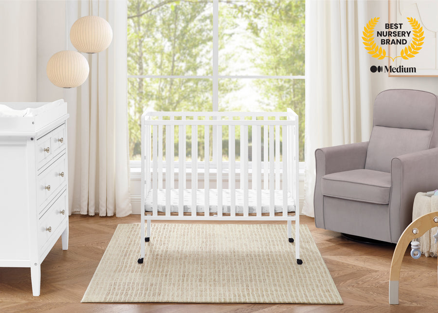 Bianca White (130) 16-Lee Portable Folding Mini Crib with 1.5-Inch Mattress