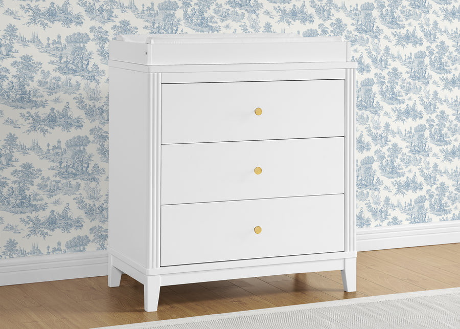 Bianca White (130) 1-Eloise 3 Drawer Dresser with Changing Top and Interlocking Drawers