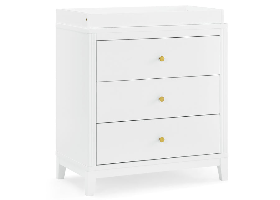 Bianca White (130) 3-Eloise 3 Drawer Dresser with Changing Top and Interlocking Drawers