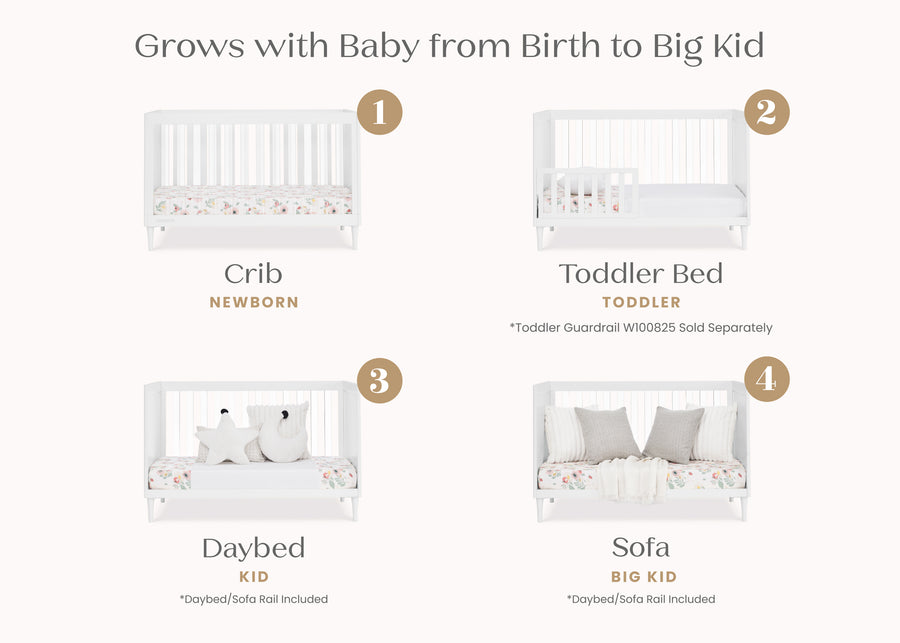 Bianca White (130) 21-Bowie 4-in-1 Convertible Crib