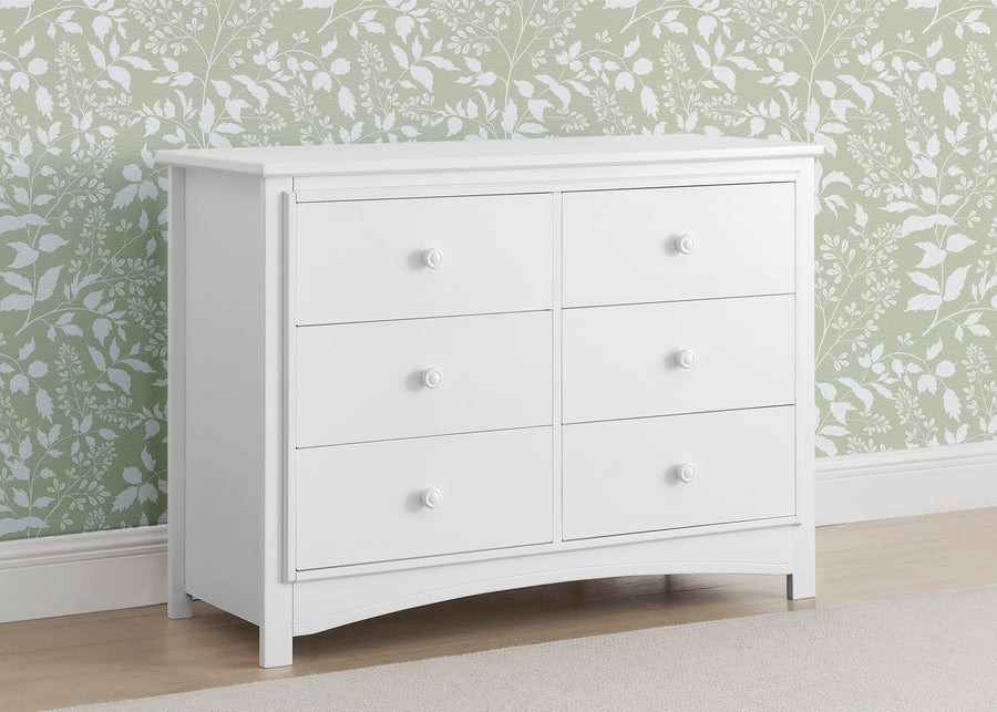 Bianca White (130) 9-Perry 6 Drawer Dresser with Interlocking Drawers