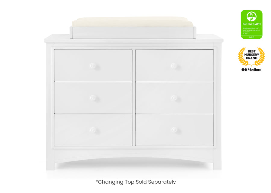 Bianca White (130) 11-Perry 6 Drawer Dresser with Interlocking Drawers