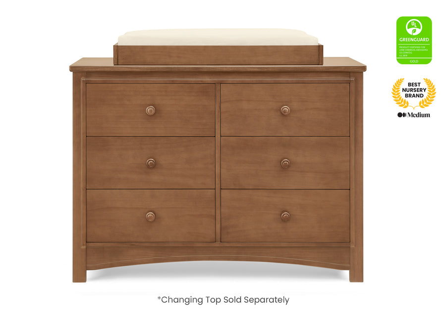 Chestnut (836) 3-Perry 6 Drawer Dresser with Interlocking Drawers