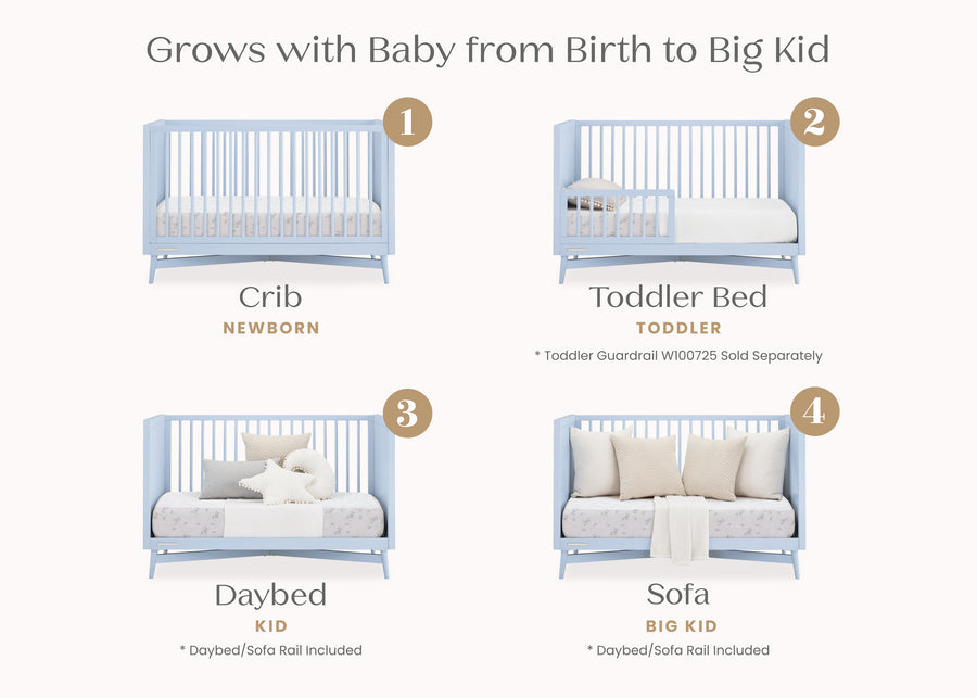 Cloud Blue (1528) 3-Dylan 4-in-1 Convertible Crib