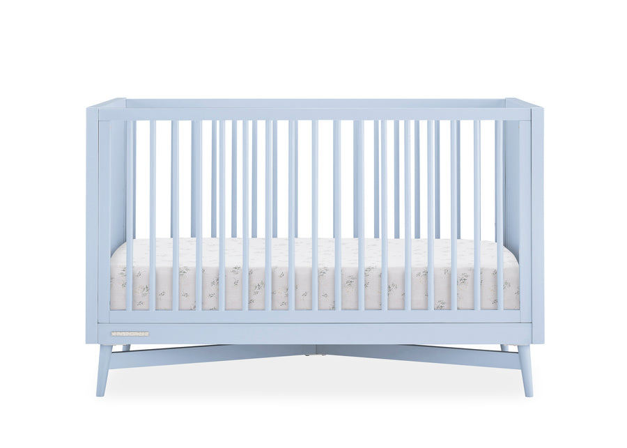 Light blue crib with white mattress on a white background 25-Dylan 4-in-1 Convertible Crib