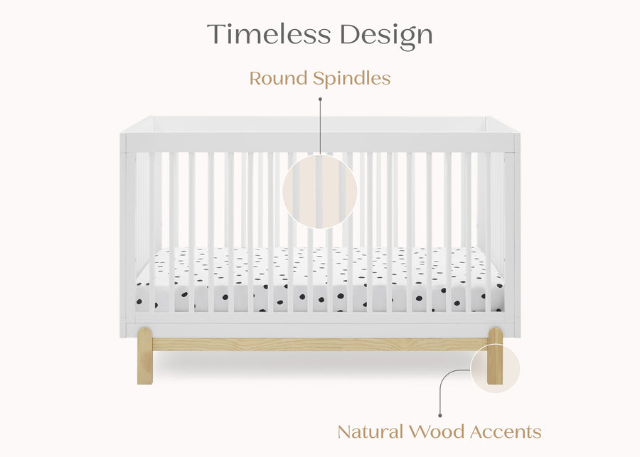 Bianca White with Natural (123) 6-Poppy 4-in-1 Convertible Crib